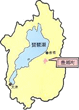 滋賀県内の豊郷町の位置